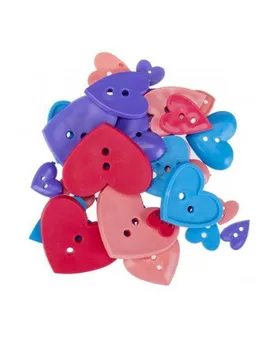 

BUTTONS PLASTIC WITH HEARTS IN BAG OF 25 GRAMS
