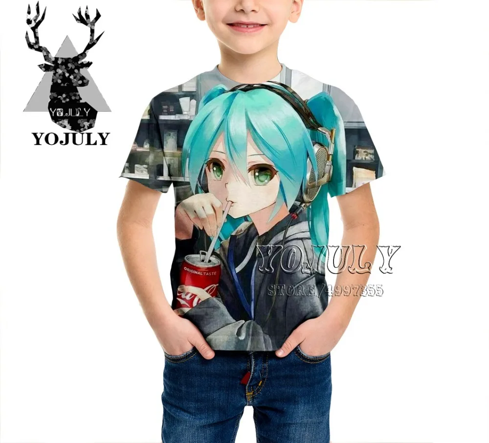 YOJULY Hatsune Miku Harajuku/детская одежда с 3d принтом для маленьких мальчиков и девочек-подростков детская футболка модные футболки для певицы Modis A479