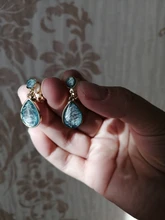 Pendientes con Clip de gota de agua geométricos para mujer, temperamento Simple japonés, piedra de cristal azul, sin Piercing, regalo para niña y mujer coreana