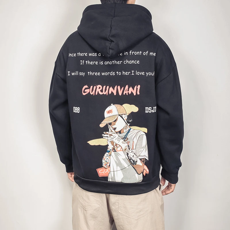 

NEESKENS 2019 Winter Japan Style Hip Hop Casual Sweatshirts Streetwear Printed Fleece Hoodies Graffiti Men Sweatshirts Hoodie