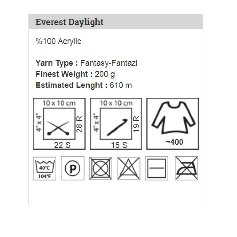 Yarnart Everest Daylight Yarn 3x200gr-610mt Hand Knitting Crochet Thread %100 Acrylic Batik Variegated Strand Mink Vivid Blanket