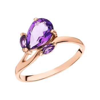 

Gold ring with amethyst sunlight sample 585