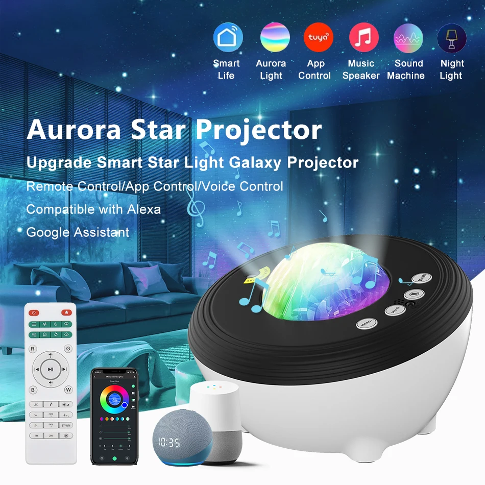 Проектор для галактики Tuya с Wi-Fi проектор Aurora Star Ночной светильник рождественские