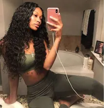 Wigirl-pelucas de cabello humano con malla Frontal para mujer Peluca de cabello humano brasileño con ondas profundas de 28 a 30 pulgadas, rizadas con agua, cierre 4x4, color negro