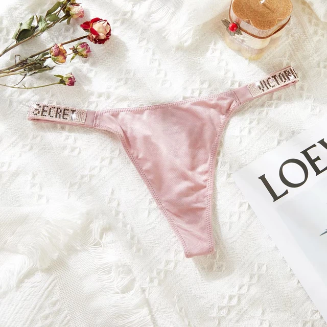 New VICTORIA’S SECRET Fashion Women Plus Size Bra Panty 2 Piece Push Up Sexy Underwear Briefs Set Letter Rhinestone Lingerie Set VS