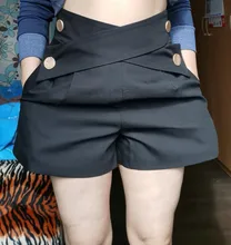Women Shorts TWOTWINSTYLE Elegant High-Waist Fashion Color Patchwork Hit Loose for Female