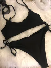 Bikini acolchado con realce para Mujer, traje de baño de dos piezas con lazo lateral, cintura alta, 2021