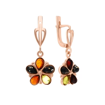 

Silver earrings with amber sunlight