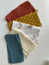 5 uds. De muselina cuadrada de algodón, toalla de lactancia para bebé, 4 capas, lavado de agua, pañuelo para recién nacido, paño de cocina absorbente