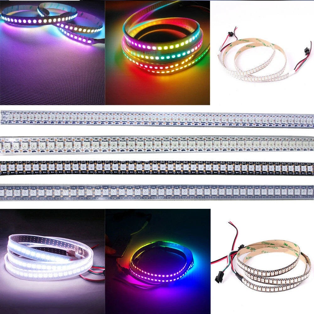 

1m/2m WS2812B Led Strip 144 pixels/leds/m WS2812 WS2812B Smart RGB Led Light Strip Black/White PCB IP30/67 Waterproof DC5V
