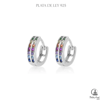 

Pendientes Plata de Ley 925 DOBLE CIRCONITAS COLOR Joyería Silver C600