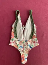 Miyouj-bañador con estampado de flores para mujer, traje de baño de una pieza con cuello de pico profundo, de retales, ropa de playa con cuello Halter, Sexy, 2021