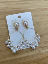 Pendientes largos con Clip y borlas para mujer, aretes de flor, accesorios de joyería delicada 2019