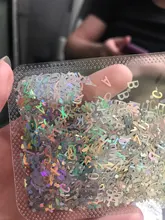Letras holográficas de resina epoxi con purpurina gruesa, letras gruesas, lentejuelas mezcladas, alfabeto, 5 colores, 2g por