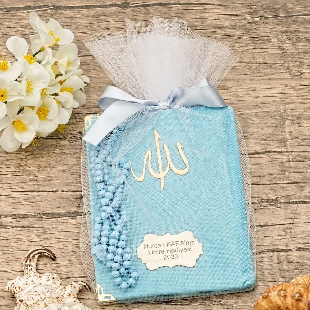Luxury Muslim Gift Set Velvet Yasin Sharif Rosary Islamic Personalized Custom Embellished Tulle Wholesale Shopping Religious Items Ramadan 2023 Worship Societies Excellent Quality Mevlüt Groups Fashion