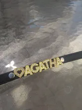 DIY Bling Personalized Dog Collar Rhinestones Leather Free Name Small Medium Pet