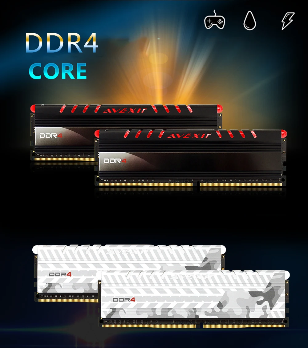 Оперативная память Avexir Core Series ddr4, 8 ГБ, 16 ГБ, 2400 МГц, 2666 МГц, 3000 МГц, оперативная Память DIMM для настольных компьютеров, материнская плата ddr4 1,2 в, 288pin