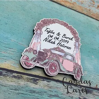 

Old Car Save the Date Magnet Natural Wood Laser Cutting Personalized Save The Date Magnets