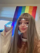 LANLAN-Peluca de cabello sintético para mujer, cabellera larga y Lisa, con flequillo de aire, natural y esponjoso, con botón interno