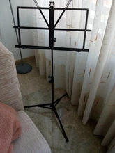 Atril Metálico Plegable para Partituras de Música Viajes Desplazamientos Negro Base Soporte Ajustable Regulable Altura