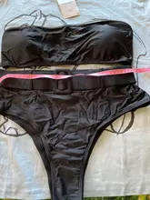 Cintura alta Bikini 2021 negro Sexy traje de baño mujeres traje de baño de la pierna conjunto de Bikinis Bandeau natación para baño traje de baño trajes de baño