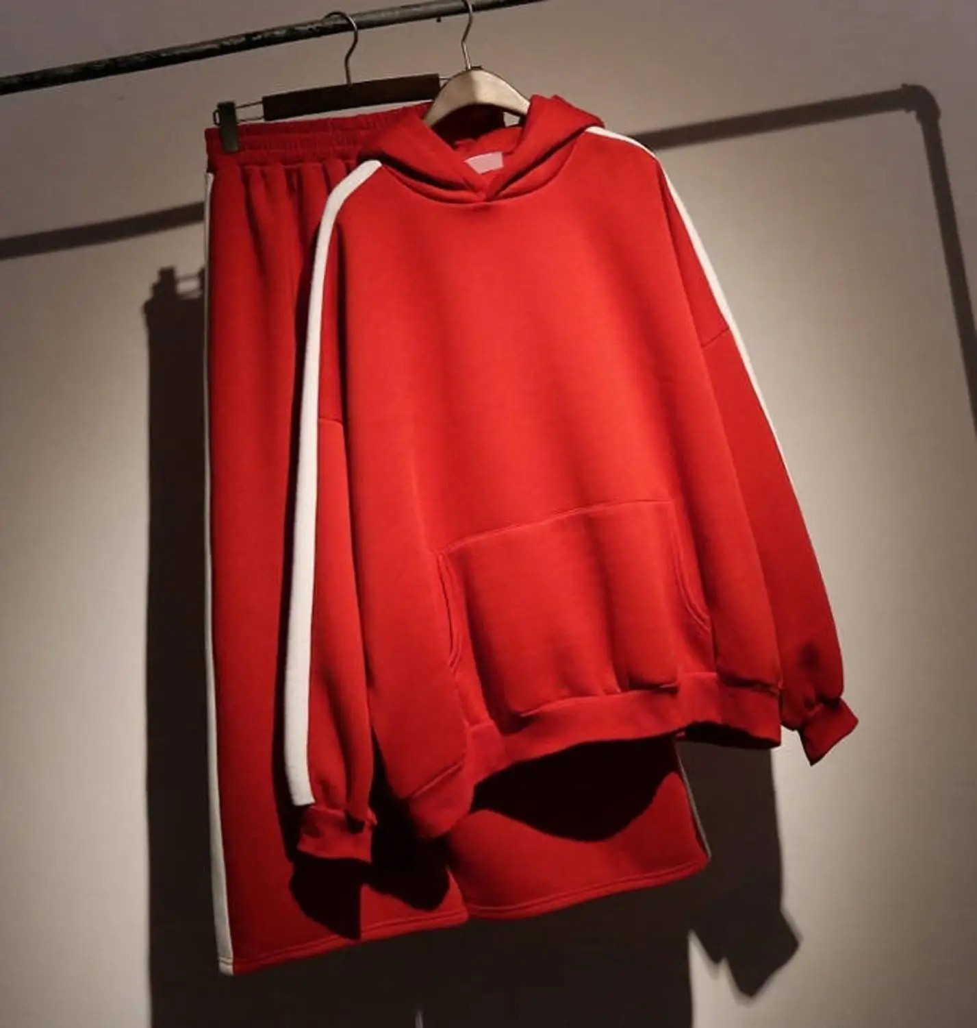 Women Loose Cargo Pants + Loose Hoodie 2pcs SET