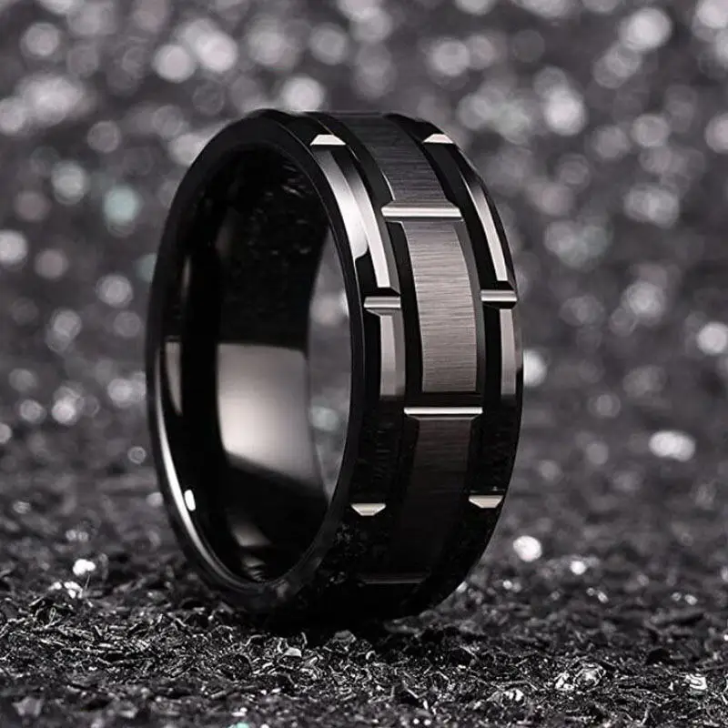 Elegant Brushed Stainless Steel & Tungsten Wedding Band, 8mm - Versatile Couples Jewelry in Three Timeless Colors