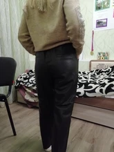 Pants Leather Trousers White Genuine-Leather Black Women Streetwear Patent