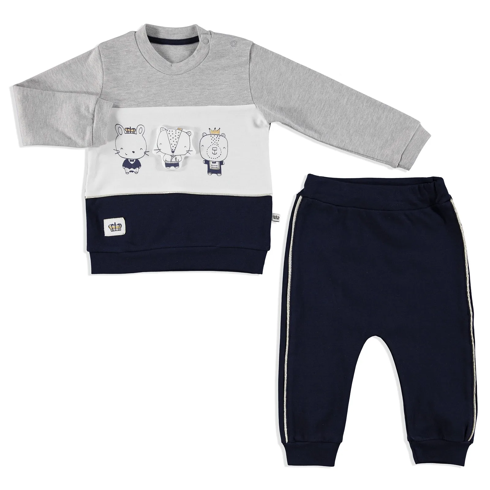 

ebebek Mymio Crested Interlock Baby Sweatshirt 3D Trousers Set