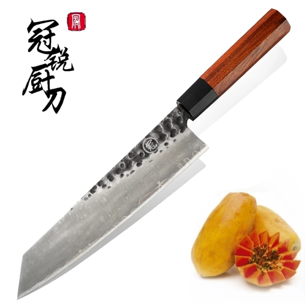 Нож повара ручной работы, 3 слоя, AUS-10, японская сталь, 9 дюймов, японский кухонный нож Kiritsuke, инструменты для нарезки мяса рыбы