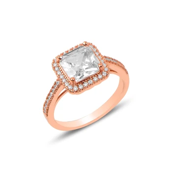 

Silver 925 Sterling Baget Zircon Engagement Ring