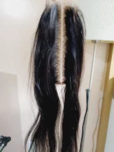 HAIR Closure Straight Middle-Part Peruvian Black-Color Lace Remy 8-18inch 4--1