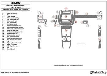

Interior lining for Mercury Mountaineer 2002-UP. Set L590.