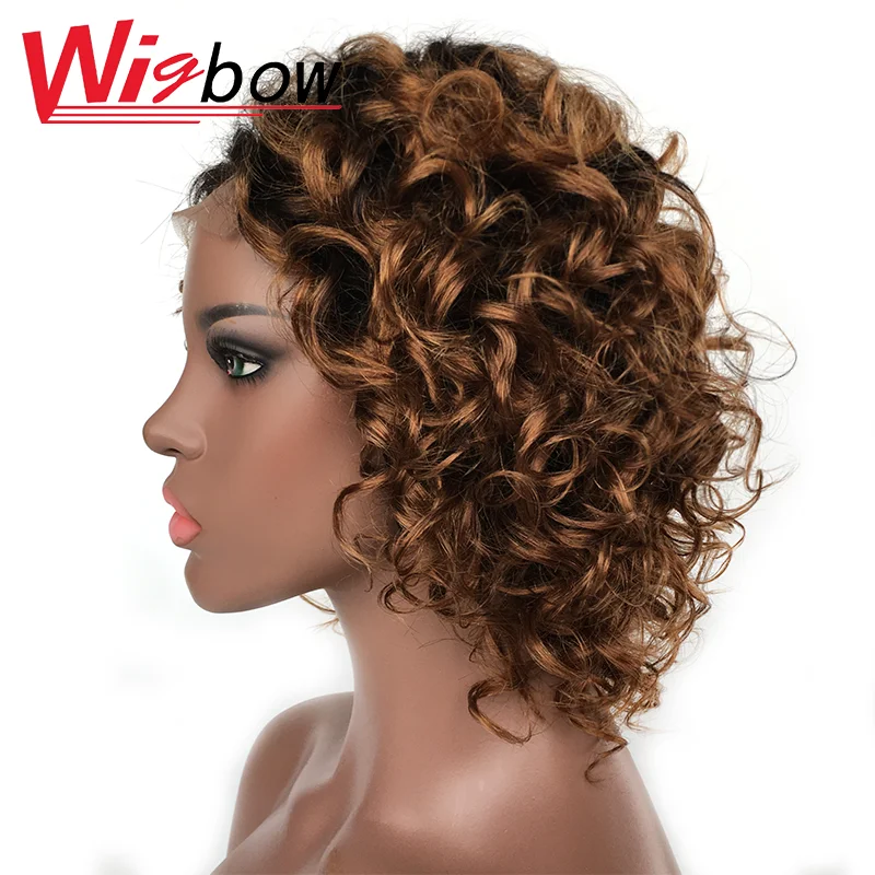 

Peruvian Curly Closure Wig Human Hair 4*4 Lace Curly Human Hair Wigs For Women Short Bouncy Curly Wigs T1b 30 39j 33 Blonde Wig
