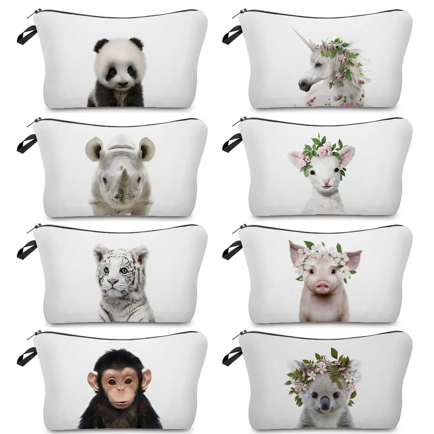 

Heat Transfer Cute Animal ID Photo Series Makeup Bag Panda Koala Elephant Print Women Cosmetic Bags High Quality Pencil Cases