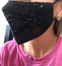 Mascarilla facial con lentejuelas ostentosas para fiesta, máscara antipolvo, lavable, reutilizable, lazo de oreja elástico, kpop
