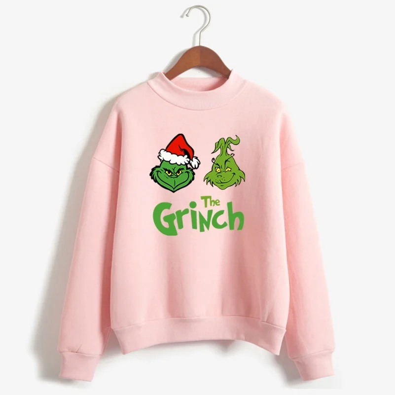 Розовый Женский свитер The Grinch, Рождественский пуловер с принтом ужасов, толстовка унисекс - Цвет: Розовый
