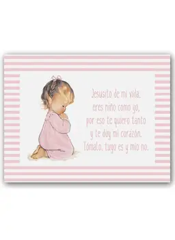 

Cuadriman | Girl's Box Praying With Prayer-Large-Canvas Striped Roses-33x43 cm