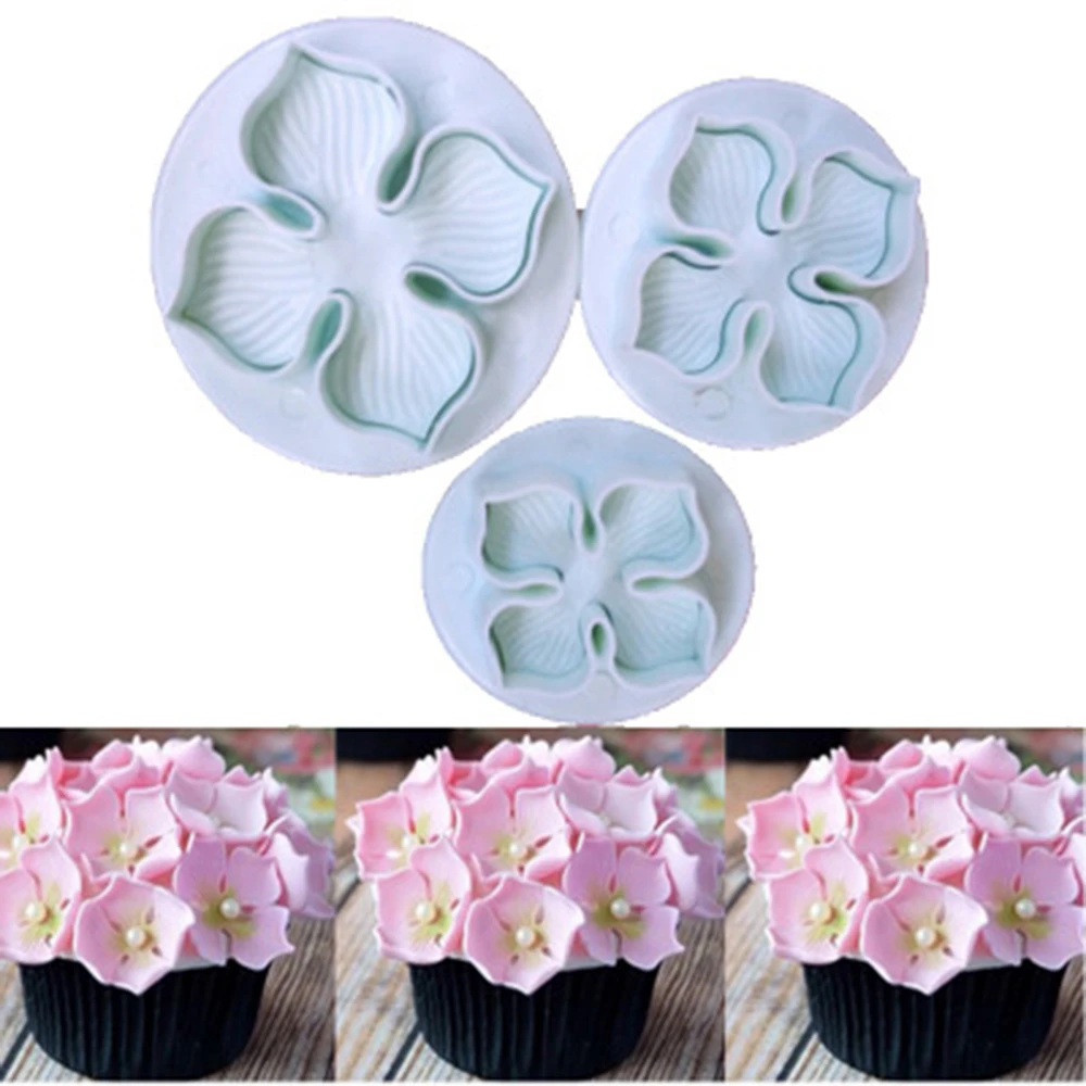 3PCS Baking Hydrangea Sugar Craft Fondant Cake Decoration Cutter Mold Tools 3PCS Baking Hydrangea Sugar Craft Fondant Cake Decoration Cutter Mold Tools