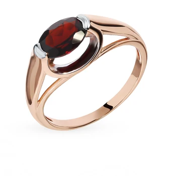 

Gold ring with Garnet sunlight sample 585