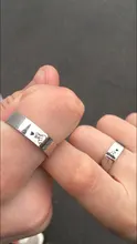 Anillo de acero inoxidable con letras, de Color plateado diseño romántico, corazón, boda, pareja, regalo de San Valentín, 2020