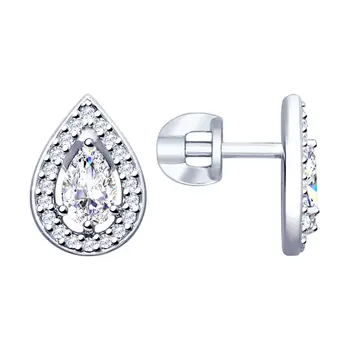 

Sokolov drop earrings with stones in silver with cubic zirconia, fashion jewelry, 925, women's male, long earrings