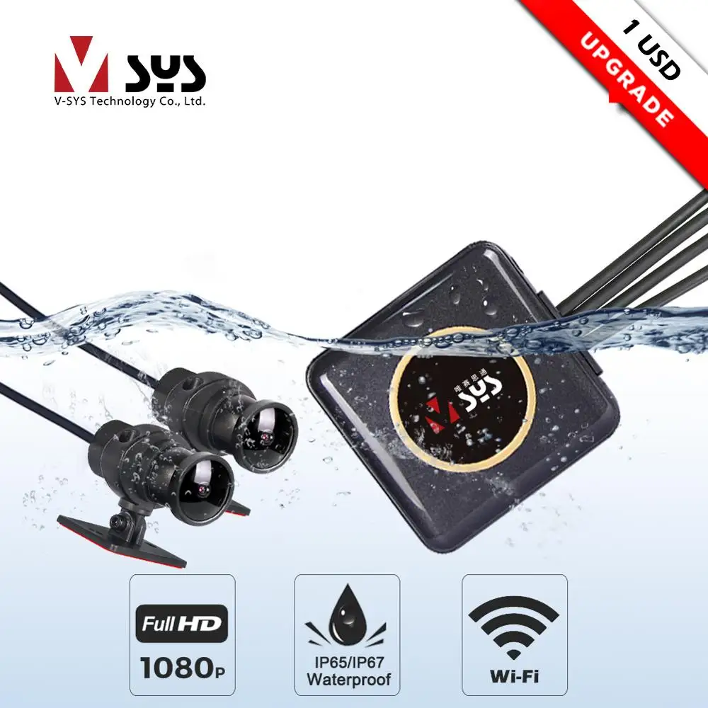 Baratos SYS VSYS cuerpo completo impermeable Cámara de la motocicleta grabadora P6FL WiFi Dual 1080P Full HD motocicleta DVR Dash Cam negro GPS Box