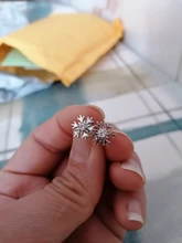 ANENJERY de Plata de Ley 925 copo de nieve hueco de flor Stud pendientes para las mujeres regalo de Navidad brincos oorbellen S-E267