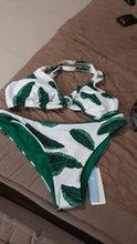 Swimsuit Bikini-Sets Reversible-Bottom SEASELFIE Two-Pieces Green Leaf-Print Sexy Beach