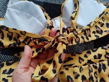 Bikini brasileño de dos piezas para mujer, traje de baño de dos piezas con estampado de leopardo, cintura alta, estilo vendaje, 2021