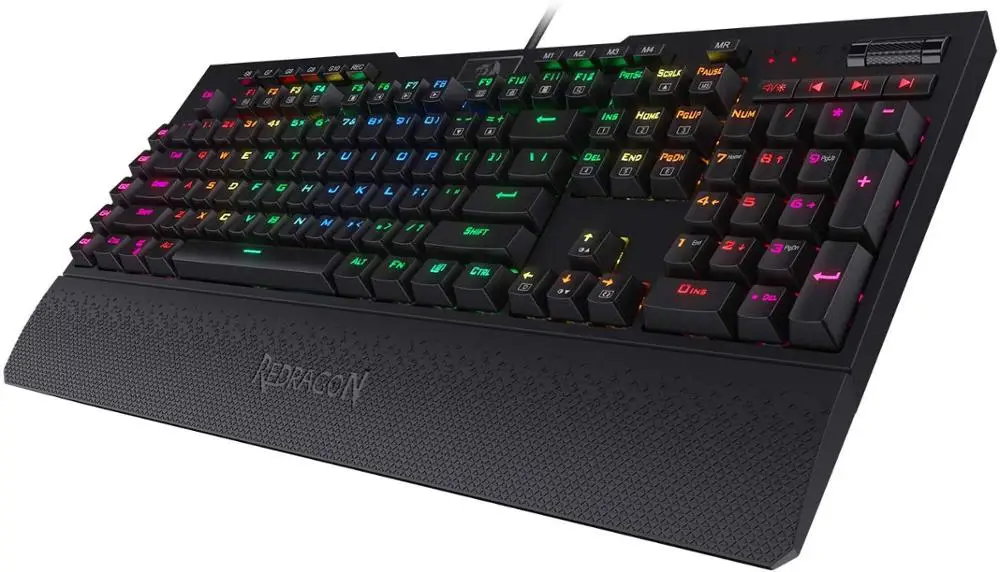 Механическая игровая клавиатура Redragon K586 Brahma RGB с 10 дополнительными встроенными большие клавиши, выделенный медиа-контроль, синие переключатели