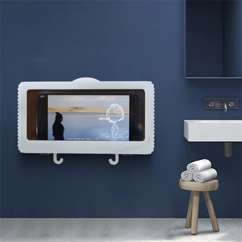 HERCHR Support De Téléphone De Douche Étanche, Étui De Téléphone De Douche Boîte Téléphone De Salle De Bains Support Mural Pour Téléphone Portable