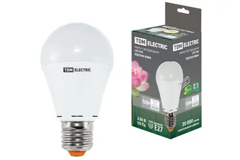 

LED lamp А60-12 Вт-220 В-3000 К-E27 TDM