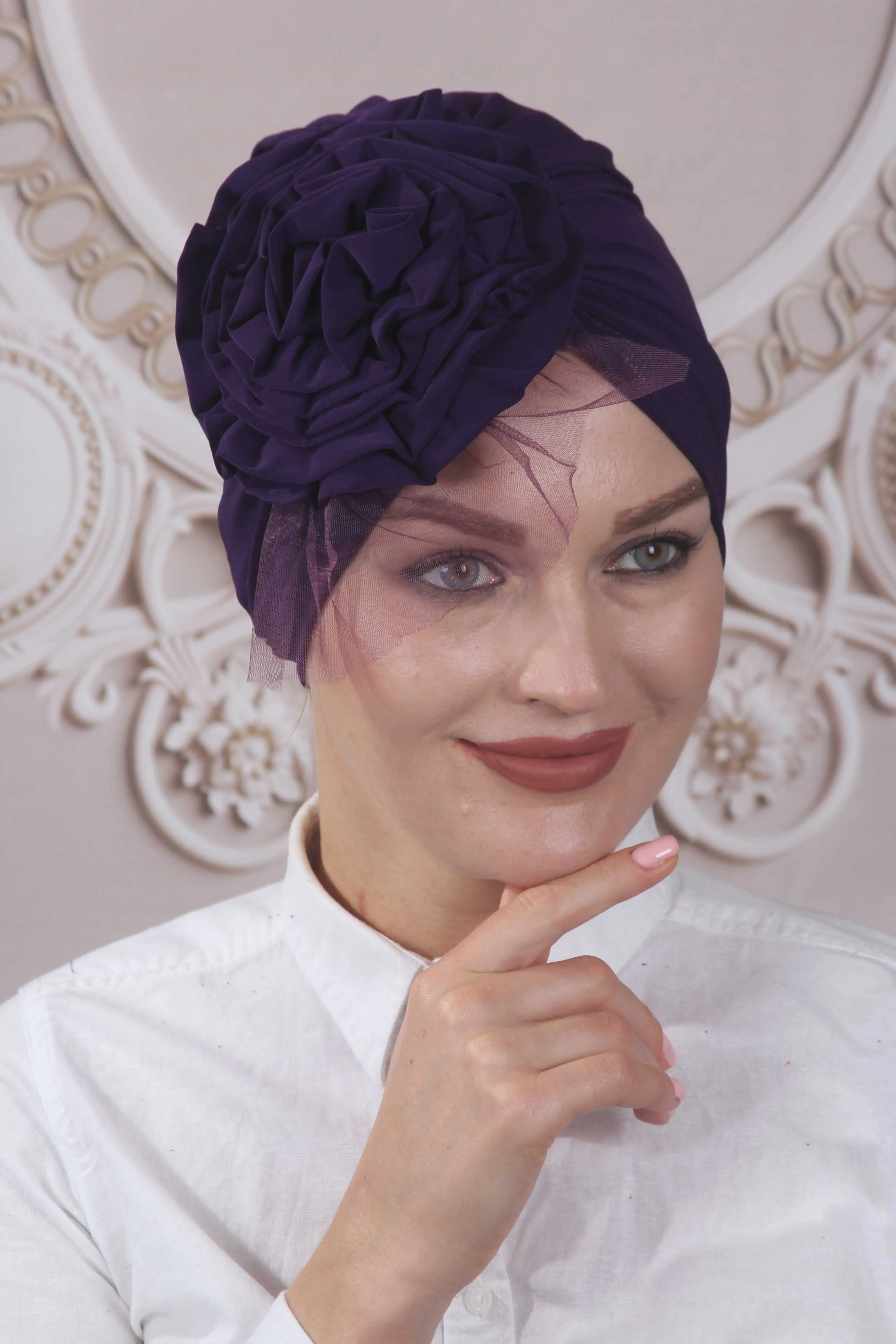 

Hijab Casual Instant Turban for Women Bonnets Lightweight Head Scarf Tul With Rose Bonnet